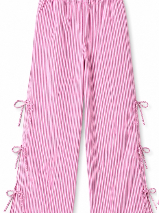 wild fable Pants - wild fable Pink & White Striped Wide-Leg Tie Detail Pants